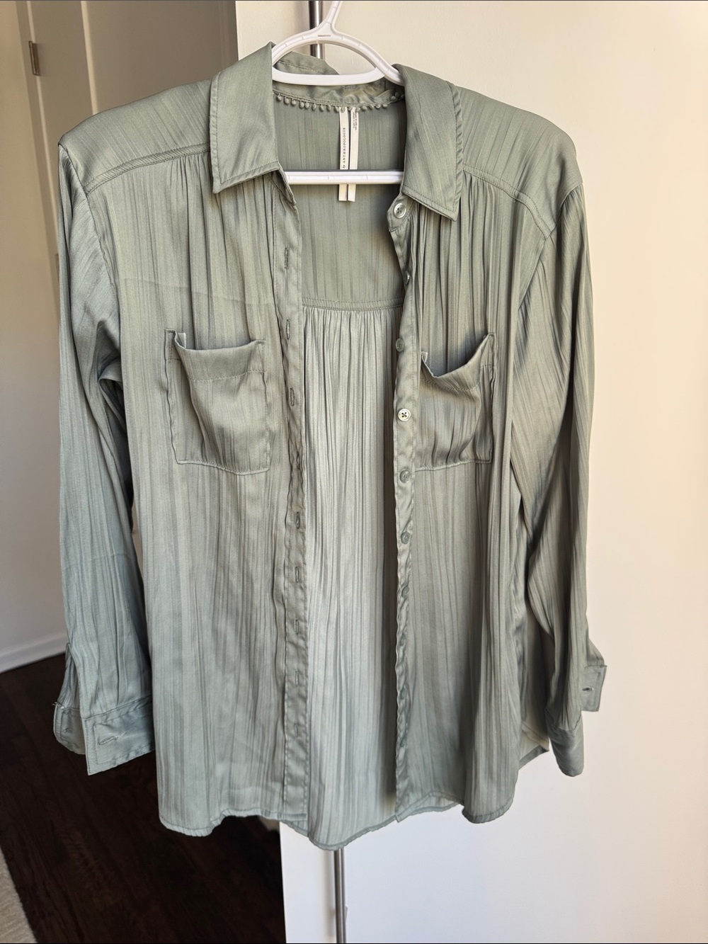 Anthropologie Sage Green Button-Up Blouse